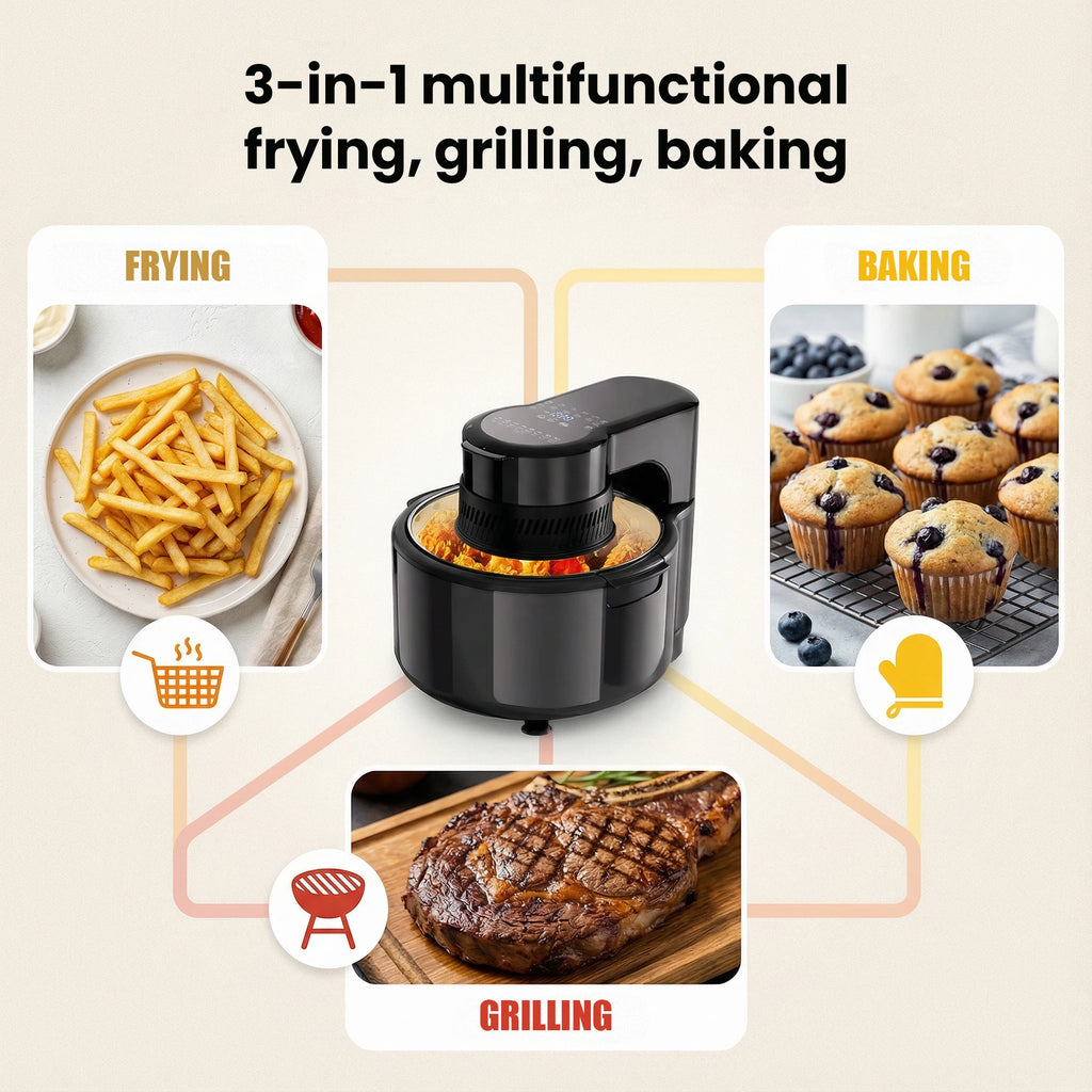 5L Air Fryer – Viewing Window LED Light 1200W Digital 8 Presets
