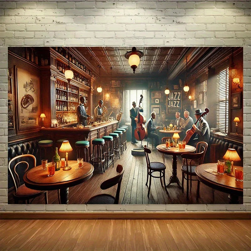 Jazz Bar Backdrop - Multi-Size - Party Atmosphere