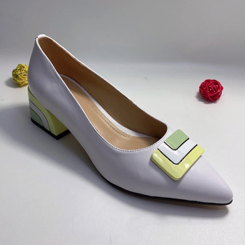 【JOCHEBED HU】Summer Genuine Leather Chunky Sandals Sexy Women High Heels Shoes New Brand Party Designer Slingback Pumps 33-46