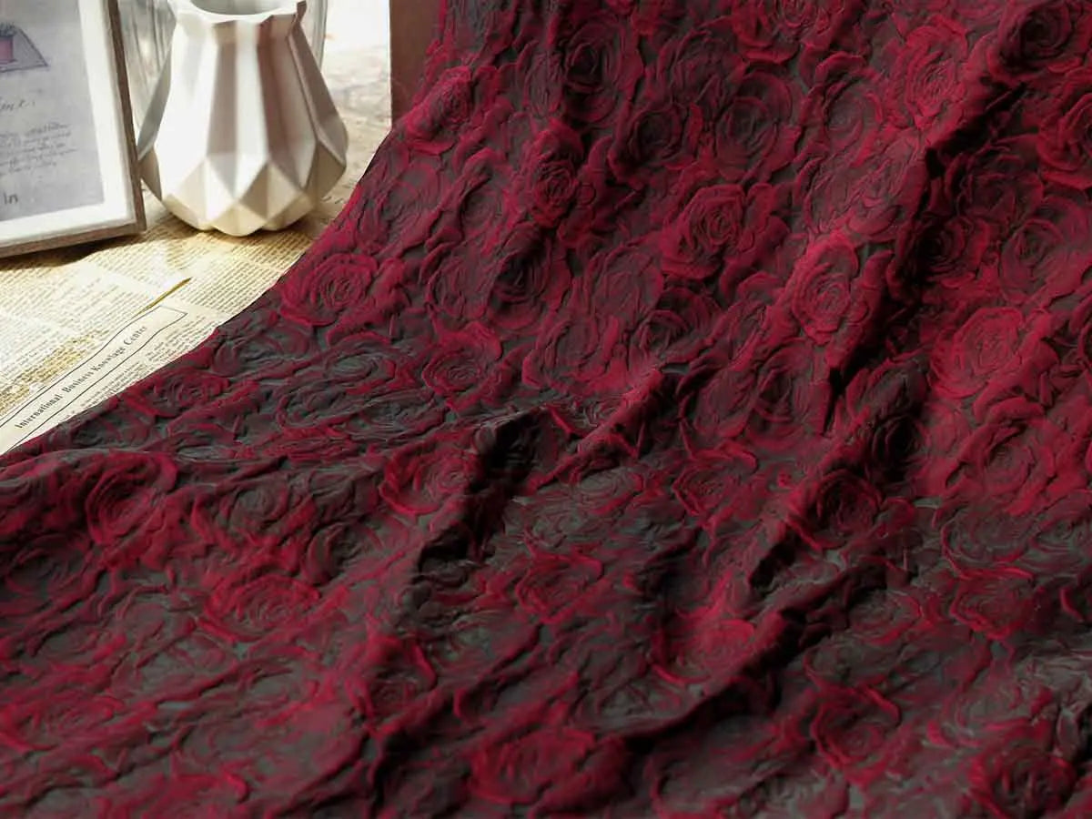 3D Rose Jacquard Fabric – 160cm Wide, 10 Colors