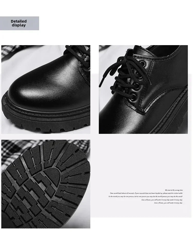 Men's Black Lace-Up Height Increasing Business Shoes - Casual PU EU 39-44