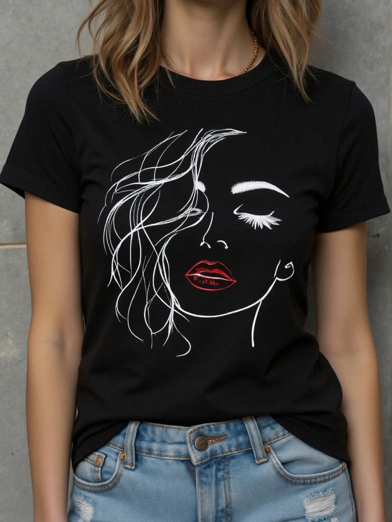 Abstract Face Gradient Color 3D Print T-Shirts Women's Casual Short Sleeve T Shirt O-Neck Tees Harajuku Y2K Tops Female Clothing
