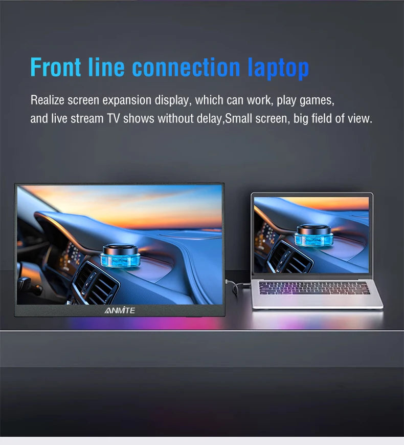 Anmite 16-Inch Portable Touch Monitor Non-touch optional 1200P HDR 16:10 For XBox PS4 / 5 Switch Cell Phone PC Laptop Extension