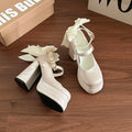 Summer Platform High Heel Women Lolita Mary Jane Shoes Fashion Butterfly-knot Stripper Party Dress Pumps Shoes