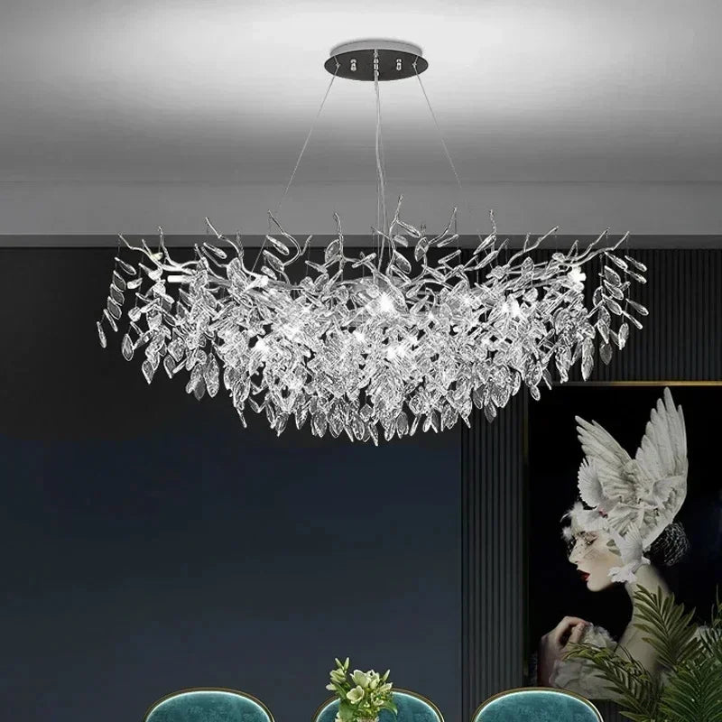 Luxury Crystal LED Chandelier – Round & Linear, Gold/Silver, Multiple Sizes