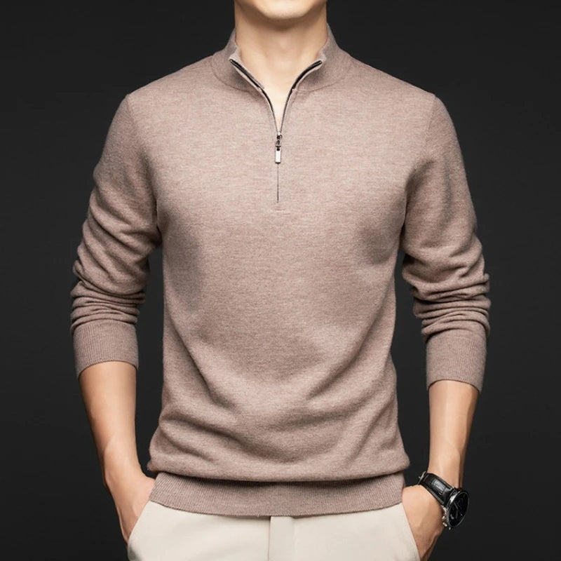 MERINO ZIP - Men's 100% Australian Merino Wool Mock Neck Sweater - 6 Colors, M–XXXL