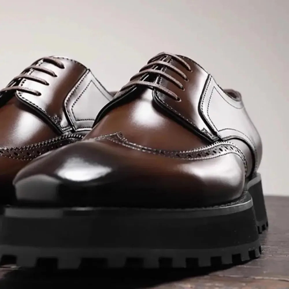 Leather Derby Shoes - brogue detail - formal classic