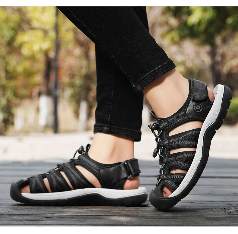 Summer Genuine Leather Women's Sandals Comfortable Sandals 2025 New Designer Sneakers Lightweight Outdoor Women Beach Sandals