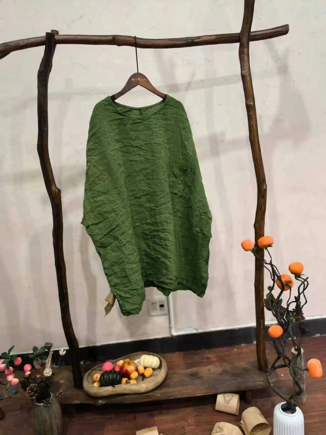 Spring Summer Arts Style Women O-neck Batwing Sleeve Casual Tops Tees Good Quality Cotton Linen Vintage Loose Long T-shirt T2513