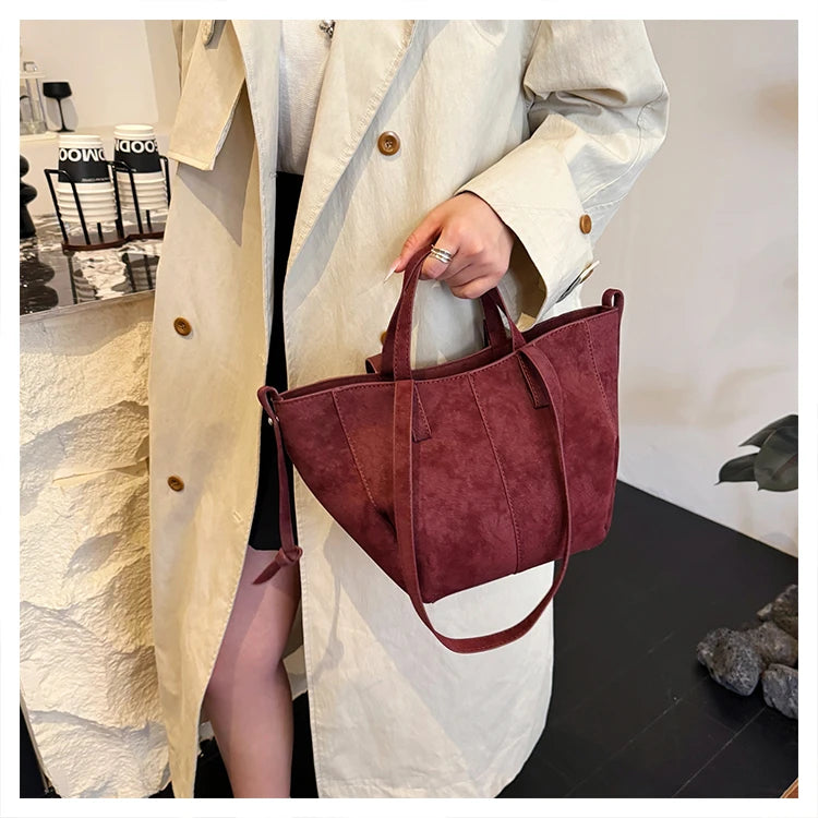 Light Luxury Solid PU Hasp Shoulder Bag for Women Commuting Frosted Leather Handbag 2026 Hot Sale Large Capacity Niche Tote Bags