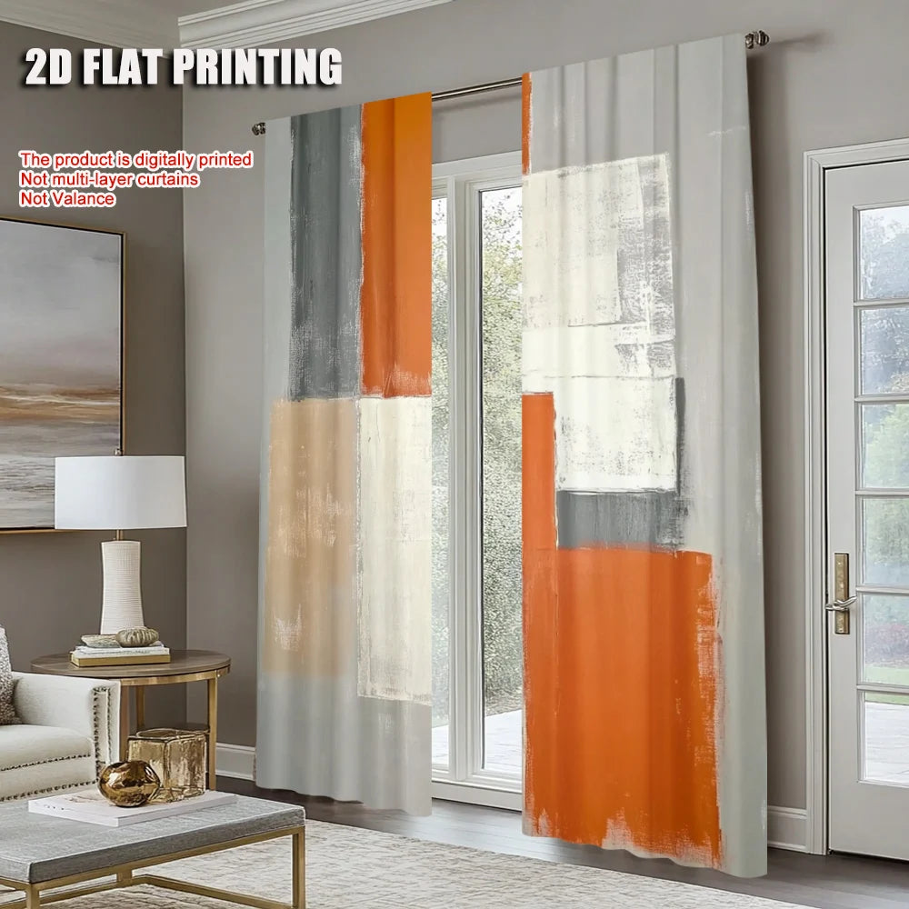 ABSTRACT ART SHEER CURTAINS - 2 Panels, Rod Pocket, 8 Sizes - Open Rooms