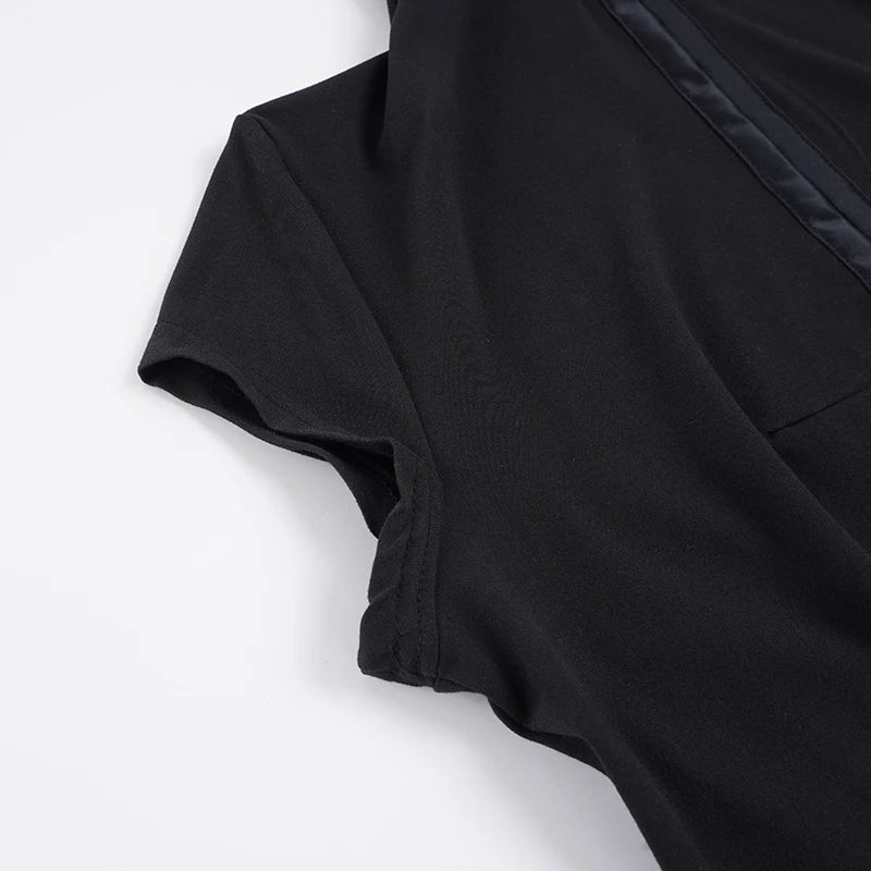 SUCHCUTE Y2K Front Button-Down Slim T-shirt Women's Solid Short-Sleeve Tees Going Out Clothes Casual Aesthetic Crop Top Summer