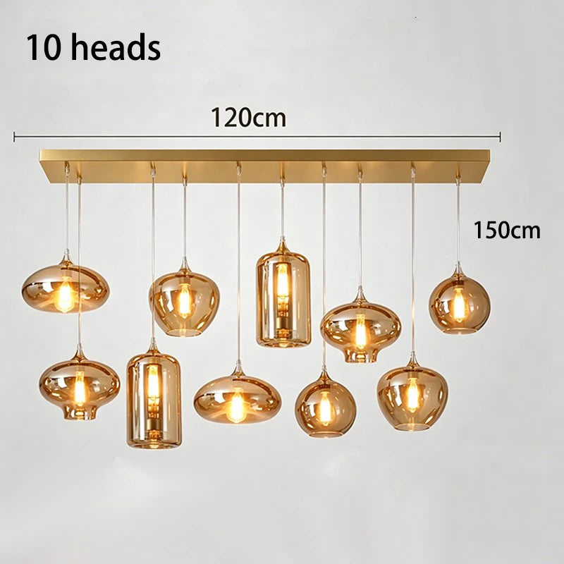 Luxury Crystal Pendant Light – Black/Gold, 1–12 Heads, APP Dimmable