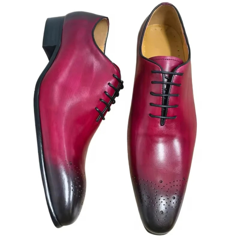 RED STATEMENT - Men's Genuine Leather Oxford Dress Shoes - Wedding Business Party