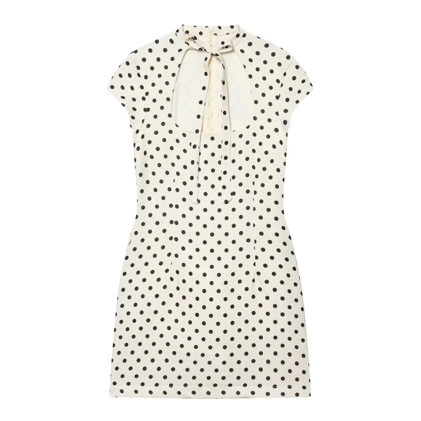 HH Summer Polka Dot Mini Dresses For Women Casual Short Sleeve Lace Up Collar Dress Sexy Lady Club Party Woman Evening Dress
