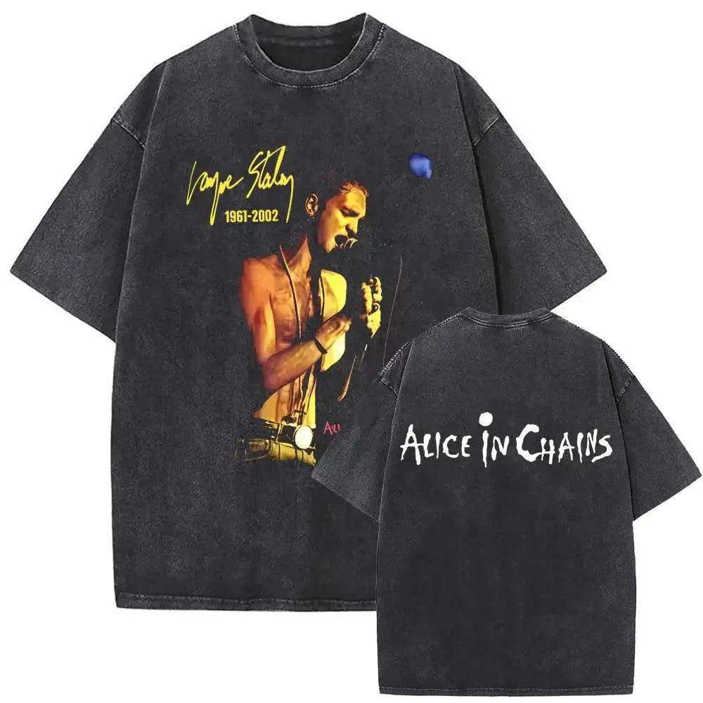 New in Top & Tees Men's T-Shirt Camisetas Rock Band Alice in Chains Dirt Washed Vintage Short Sleeved Round Neck Y2k T-shirt