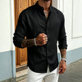 HENLEY COLLAR LINEN SHIRT - 5 Colors, Breathable Cotton Blend - Easy Fridays