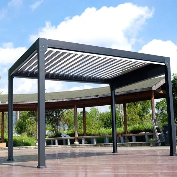 OUTDOOR PAVILION - Adjustable Blinds, Custom Size - Modern Garden Retreat