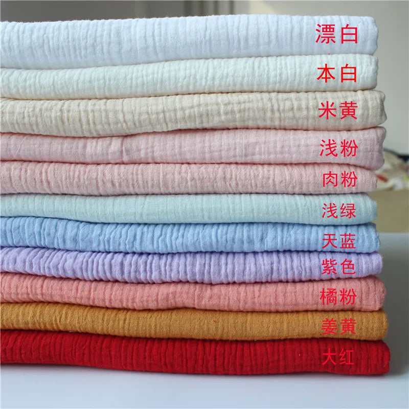 100*135cm Fabric Drape Cotton and Linen Double Gauze Crepe Fabric for Baby Clothes, Ladies' Skirts, Sleepwear