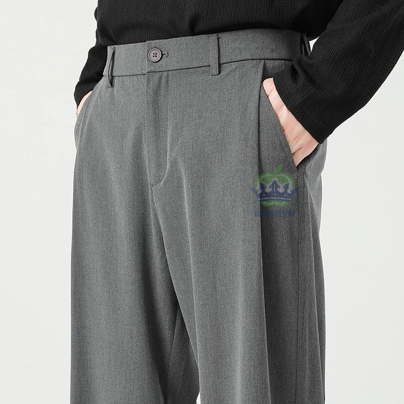 KOREAN BAGGY - Men's Baggy Elastic Waist Business Trousers Korean Style - 2 Colors, S–4XL