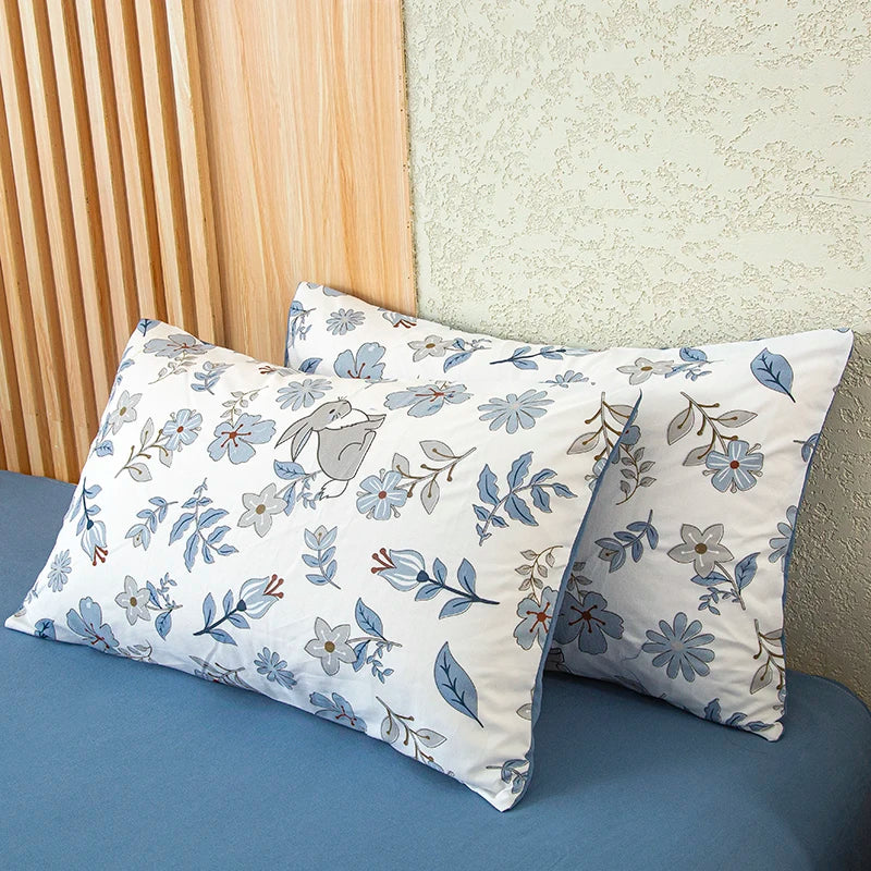 BLOOM & REST - Flower Printed Duvet Cover - Washed Cotton, Without Pillowcase