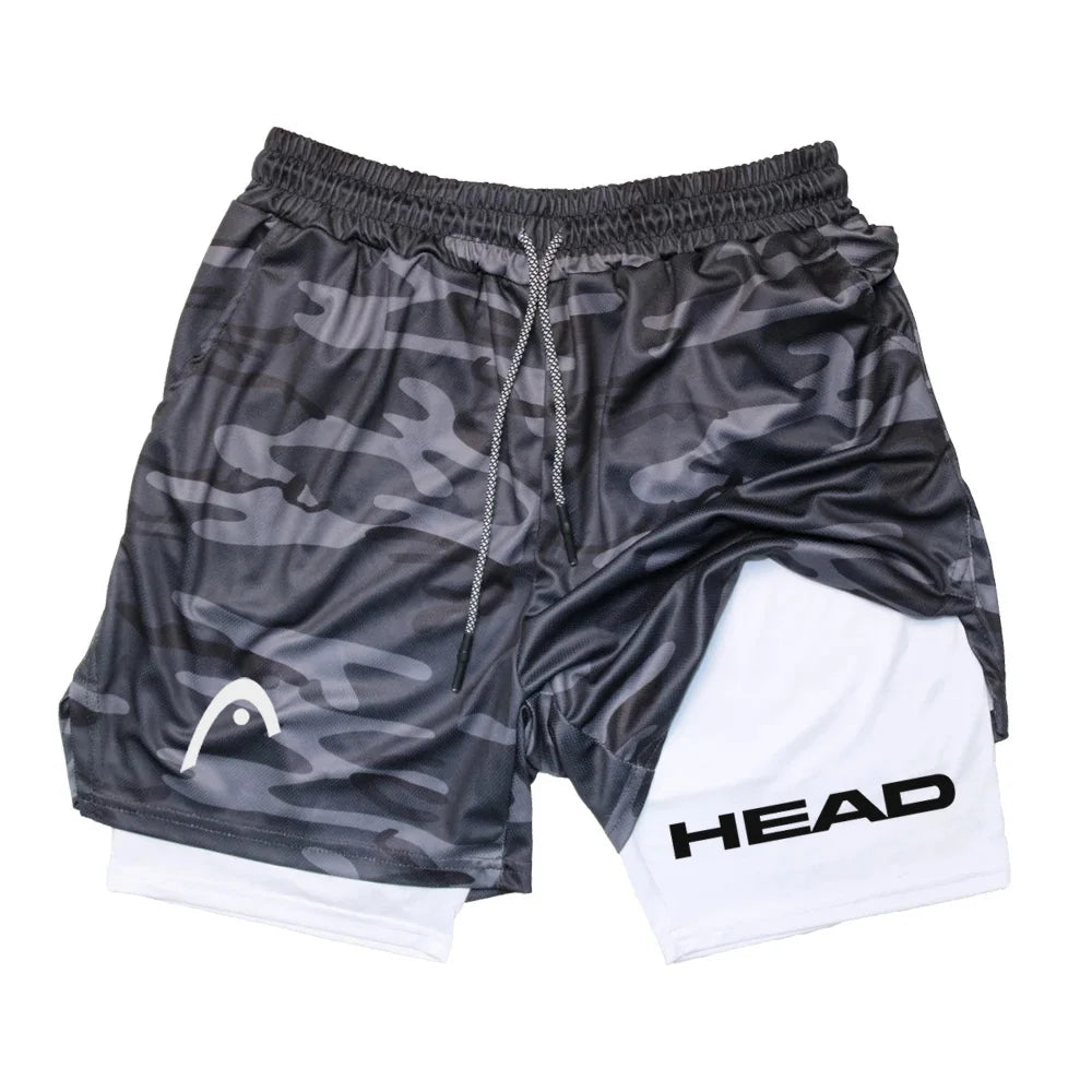 Anime Berserk Head Running Shorts Men Fitness Gym Training 2-in-1 Sports Quick Dry Workout Jogging Double Deck Summer