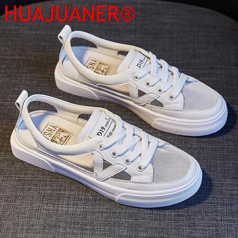 Real Soft Leather Bag Head Sports Sandals Women's Outer Wear New Summer Student All-match Flat Casual White Shoes Woman