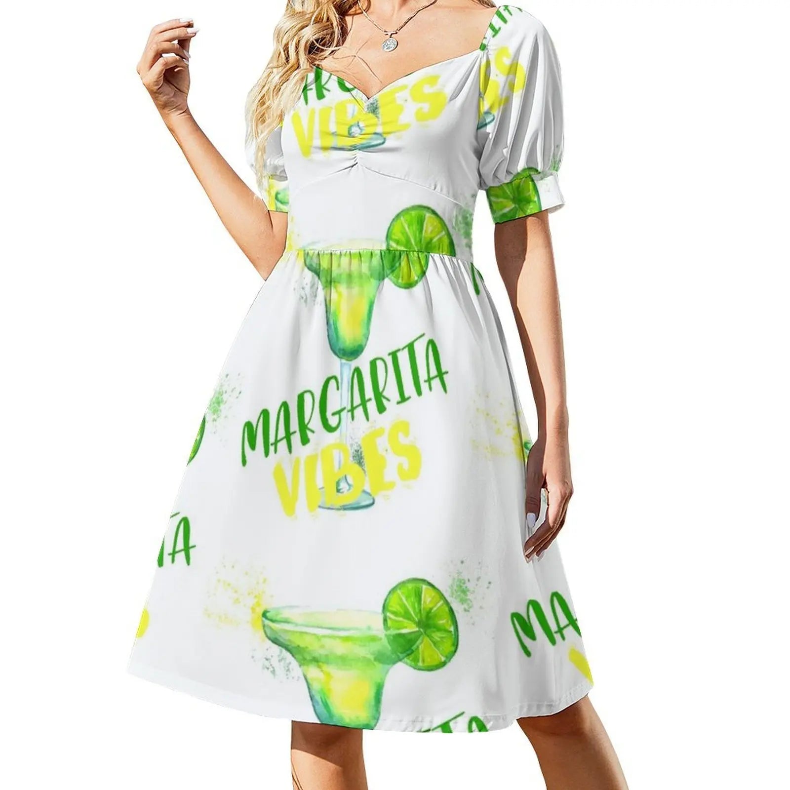Margarita Vibes Women's Elegant Party Dress A-Line Dress With Short/Long/Sleeveless Options Margarita Tequila Cocktail Drink
