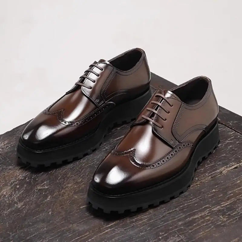 Leather Derby Shoes - brogue detail - formal classic