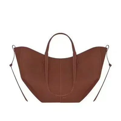 Luxury Cowhide Handbag for Women – Large Capacity Tote, Trendy Pleated Shoulder Bag for Work – Includes Wallet & Clutch