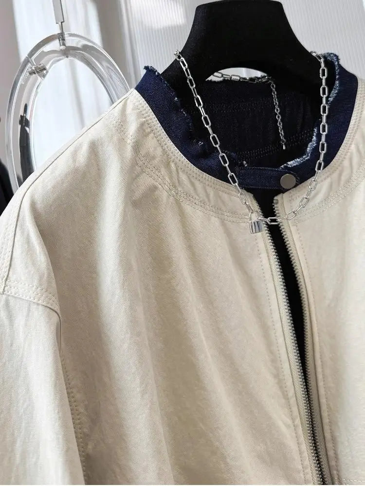 Ladies Short Jacket 2026 Spring Autumn Temperament Round Neck Lady Outerwear Casual Elegant Women's Be All-match Coat