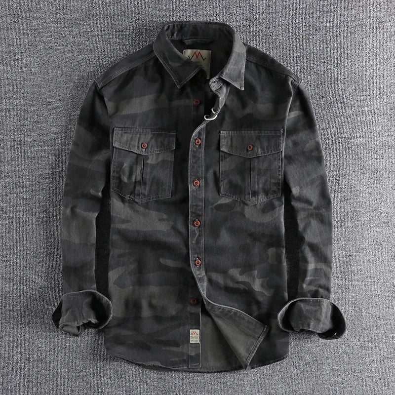 CAMO CARGO - Men's Camouflage Cargo Shirt - Military Style, 100% Cotton