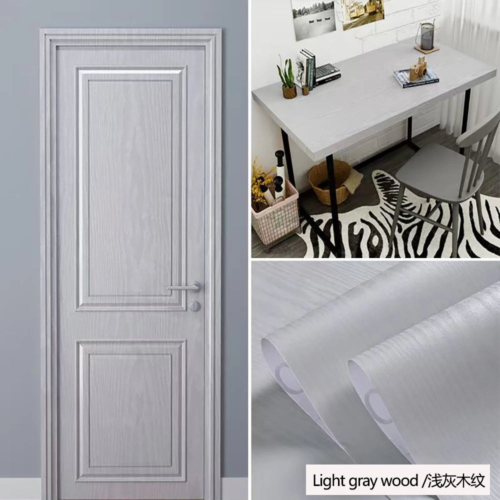 WOOD VINYL SELF-ADHESIVE WALLPAPER - Waterproof PVC, 30–60cm Wide - Furniture & Wall Decor