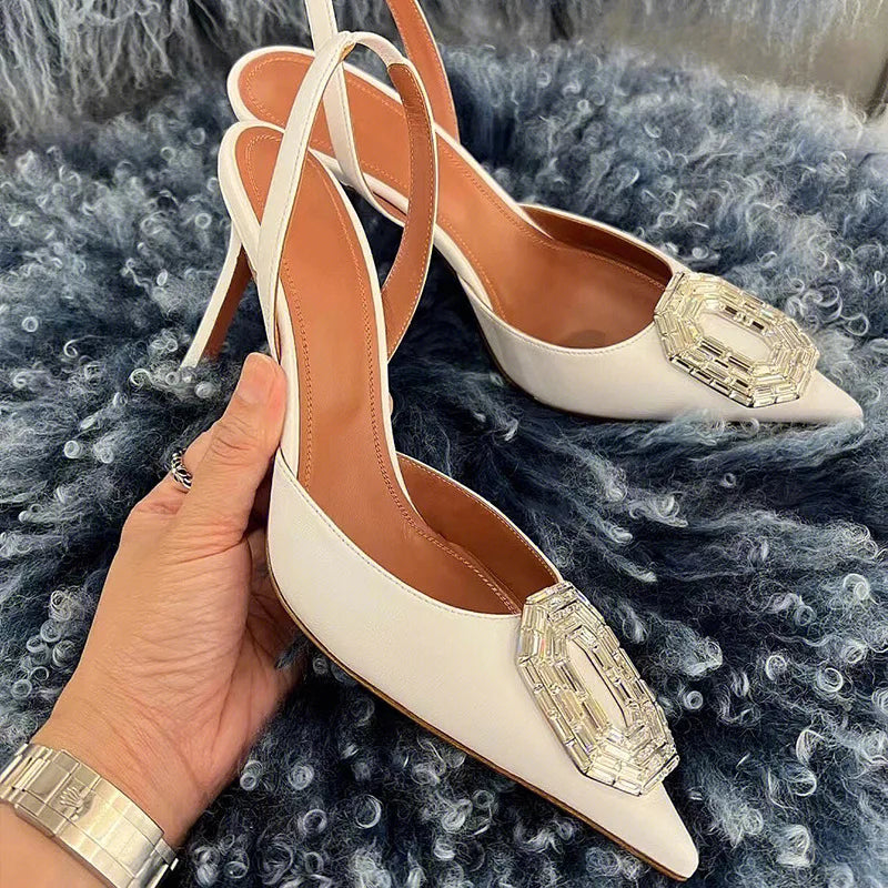Water Diamond Buckle Toe Sandals 2026 New Pointed Thin Heel Hollow Banquet High Heels Platform Sandals Women Shoes