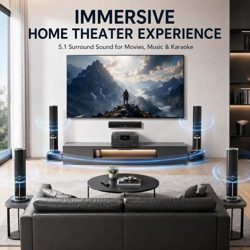 160W Home Theater 5.1 – Bluetooth Speaker 8 Inch Subwoofer Karaoke TV