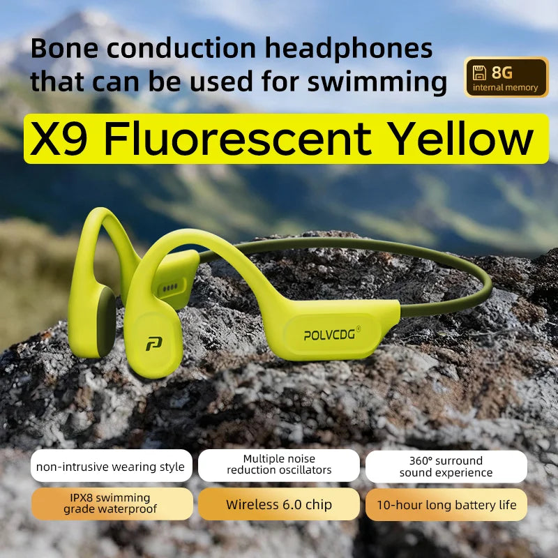 Bone Conduction Earphones X9 – 32G IPX8 Waterproof Swimming Running Cycling