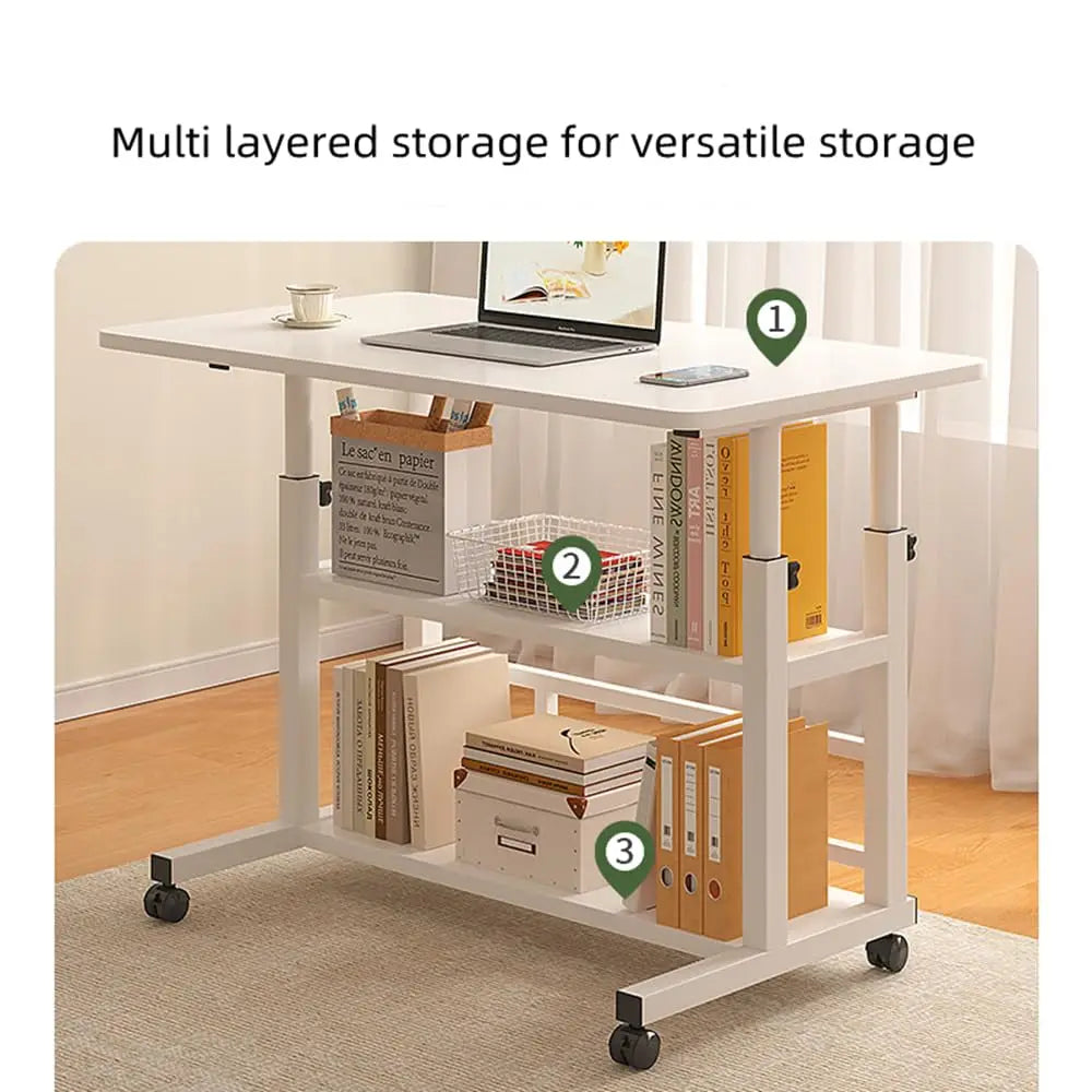 Mobile Bedside Table – 3 Tiers, Adjustable Height, 2 Colors