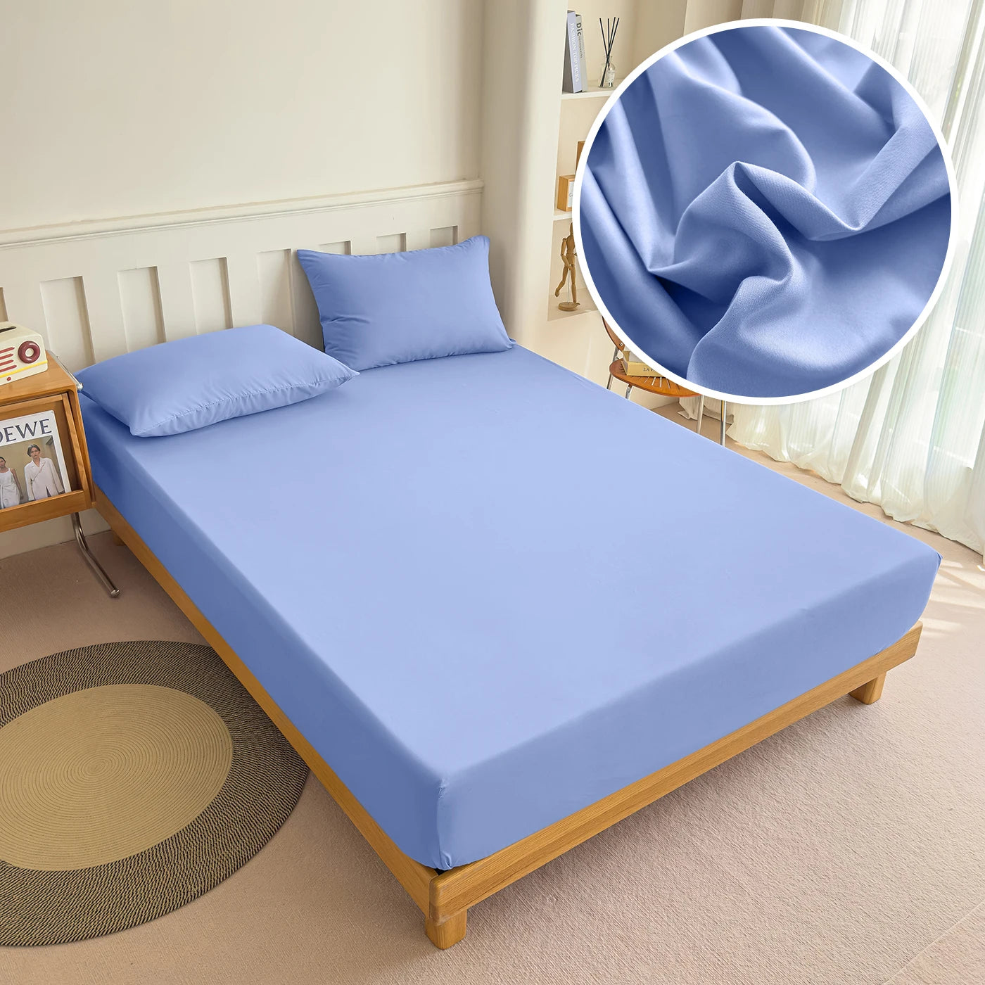 CLEAN HOLD - Solid Color Fitted Sheet - Elastic Band, 200 TC, 5 Colors