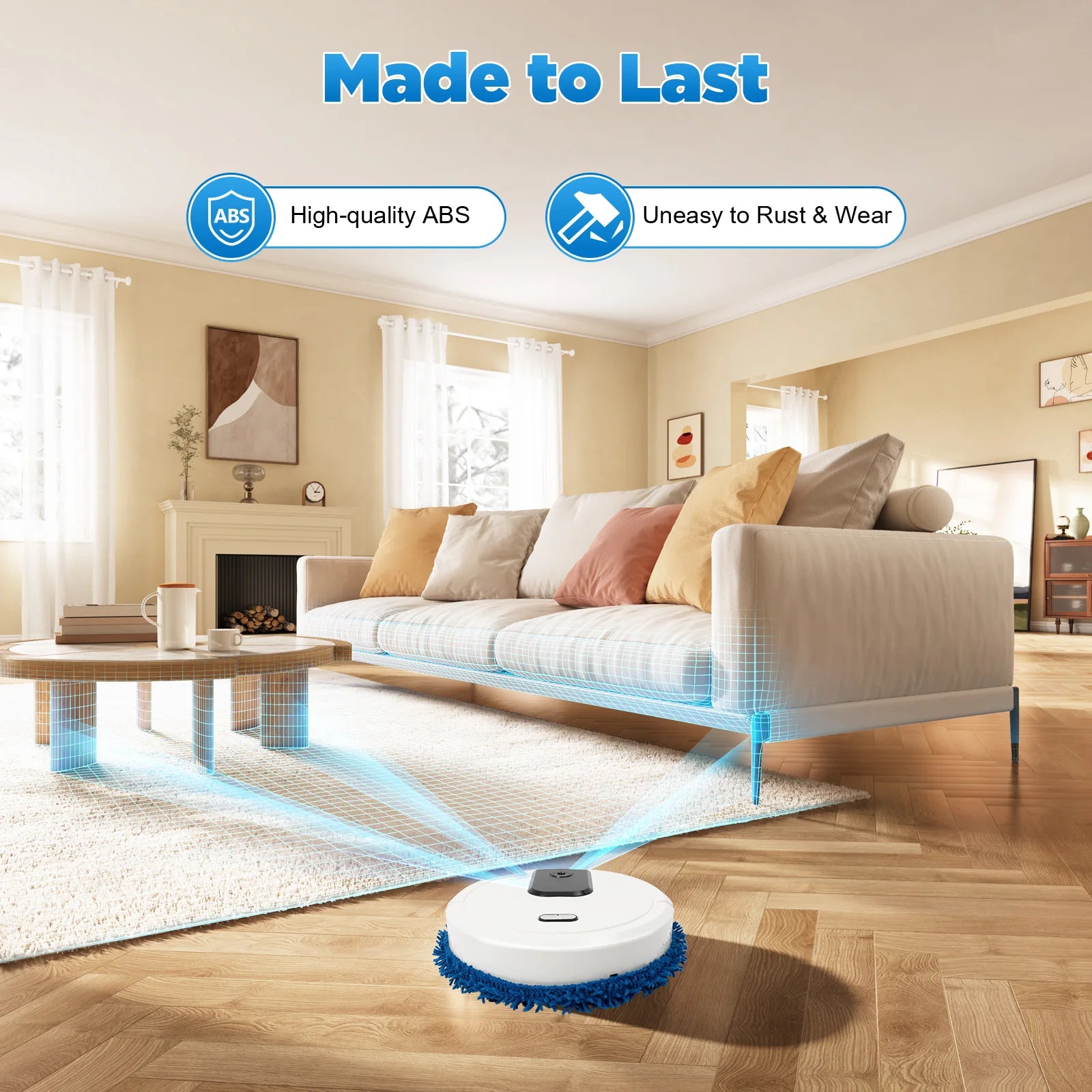 60min Cleaning Robot Mop 360° Sweeping Mopping Wet Dry