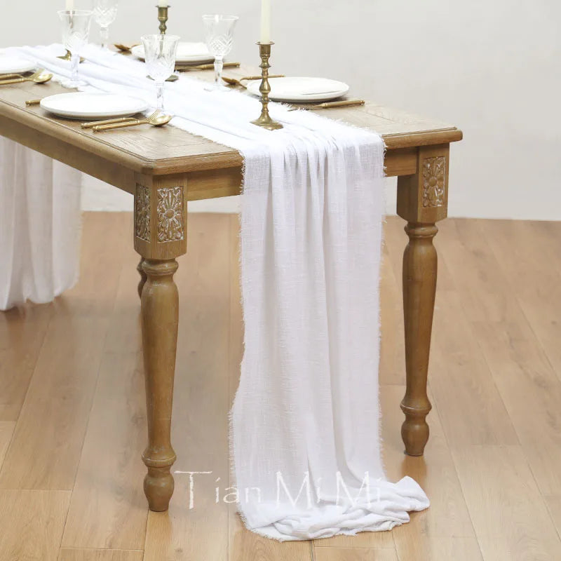 COTTON GAUZE TABLE RUNNER - 23 Colors, 40 & 62cm Wide, Up to 10m - Rustic Tables