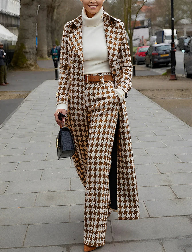 Women's Houndstooth Suit - Two Pieces - Tailored Confidence