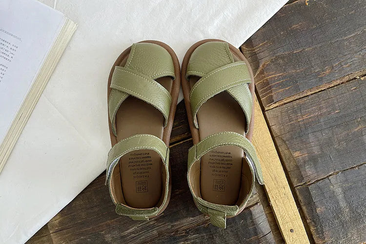 Careaymade-Genuine leather soft surfaces comfortable sandals,original big women's shoes,summer hollowed out women beach shoes