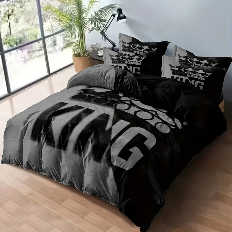 GREY & BLACK JACQUARD DUVET COVER SET - 6 Sizes EU/US/AU - Sharp Rooms