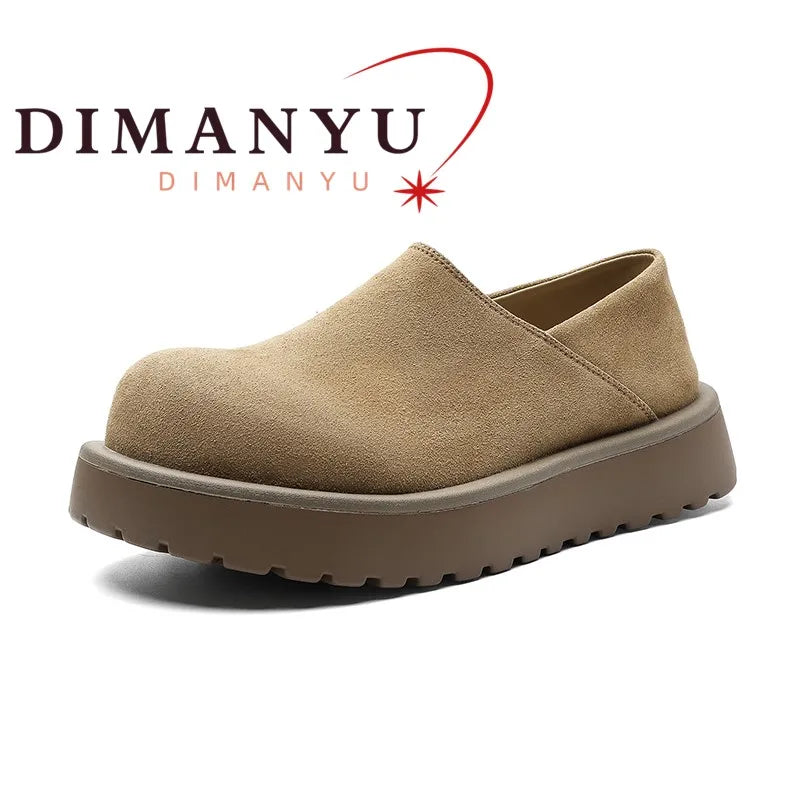Men's Winter Loafers - Slip-On Two-Way Mule Shoes with Fur Lining Option