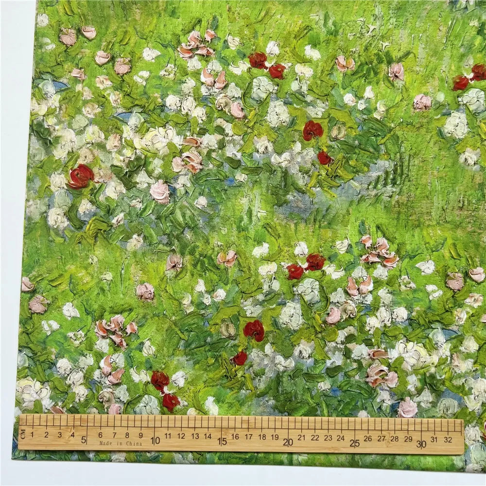 OIL PAINTING PRINT COTTON FABRIC - 105cm Wide, 20 Designs - Craft Canvas
