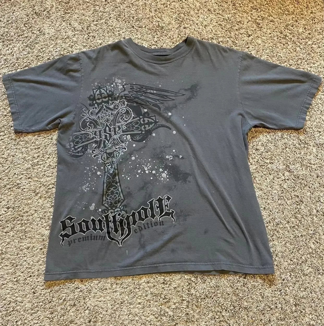 High Street Southpole Short Sleeve Women Y2K Graphic Print Oversized T Shirt Harajuku Gothic Round Neck Cotton Short Sleeve Tops