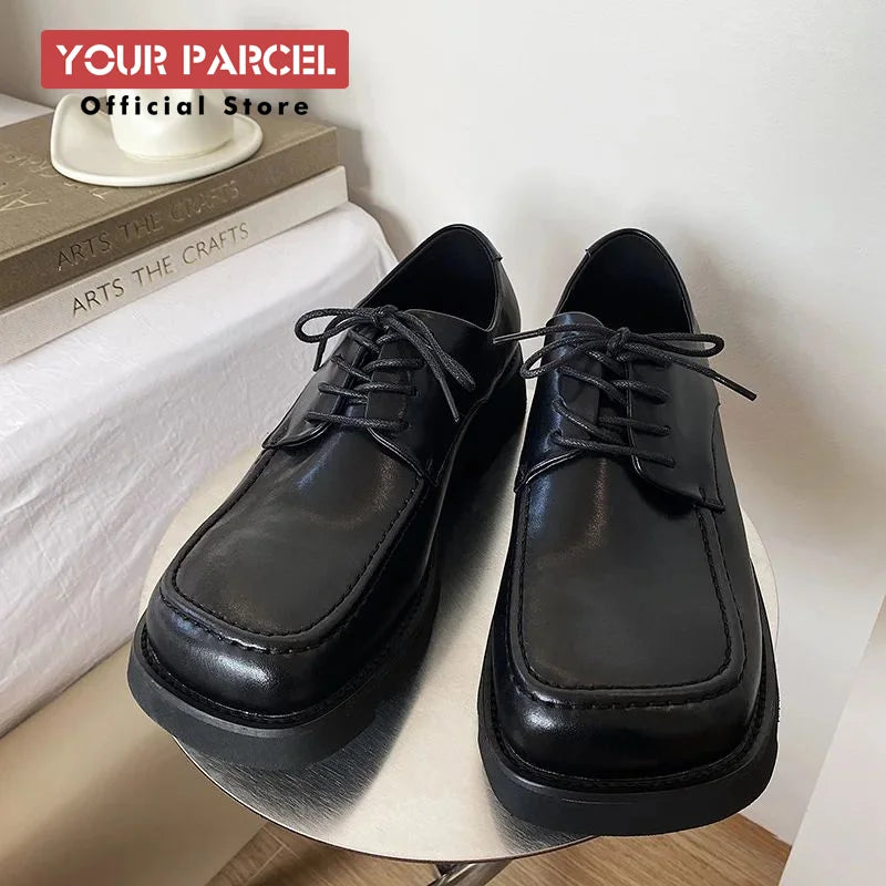 NICHE STEP - Square Toe Matte Leather Derby Shoes - British Edge, Japanese Precision