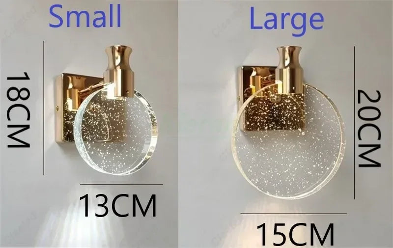 Crystal LED Wall Sconce – Gold/Silver, 2 Sizes, Touch Switch