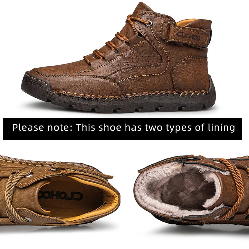 CLOHOO - Men's Hand-Sewn High-Top Leather Hiking Boots - Specialty Edition
