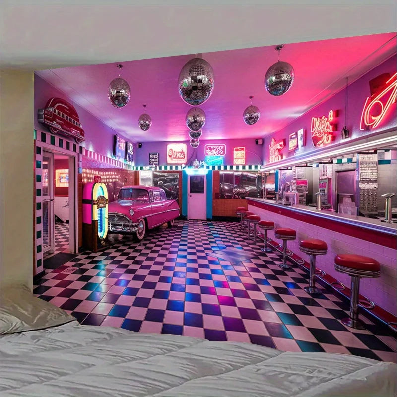 Retro Restaurant Banner - Polyester - Party Backdrop